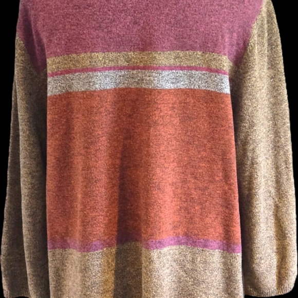 First Issue Women’s XL Pullover Sweater Metallic Colorblock Rust Plum Taupe - Picture 10 of 13